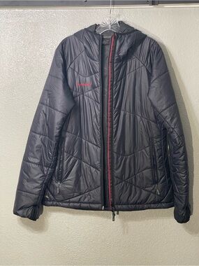 Mammut Women’s Black Hooded Puffer with Red Trim - Size L
